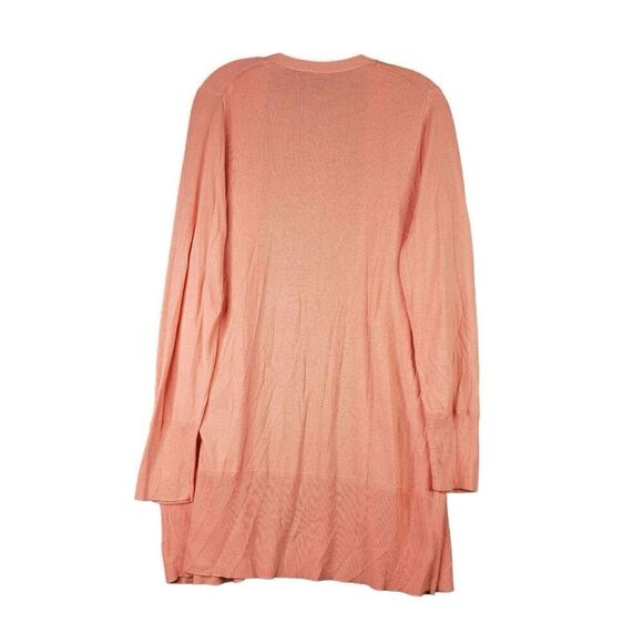 Talbots Cardigan Sweater Peachy Pink Womens Size L Large Long Open Front Cotton - Picture 3 of 10